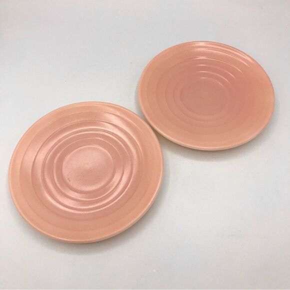 Vintage Hazel Atlas Pastel Pink Moderntone Platonite SAUCERS ONLY (2) - Picture 5 of 9